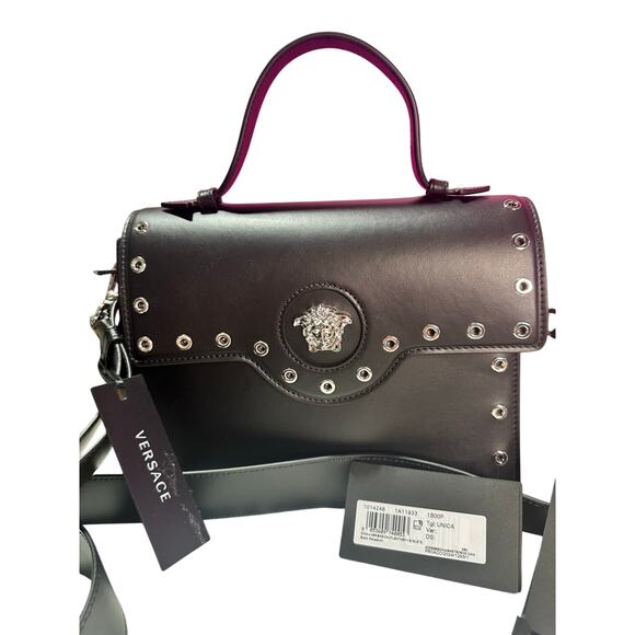Versace Handbags - Versace Medusa calf leather eyelet shoulder bag